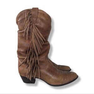 Durango Women's Vintage Brown Leather Fringe Slouch Western Boots